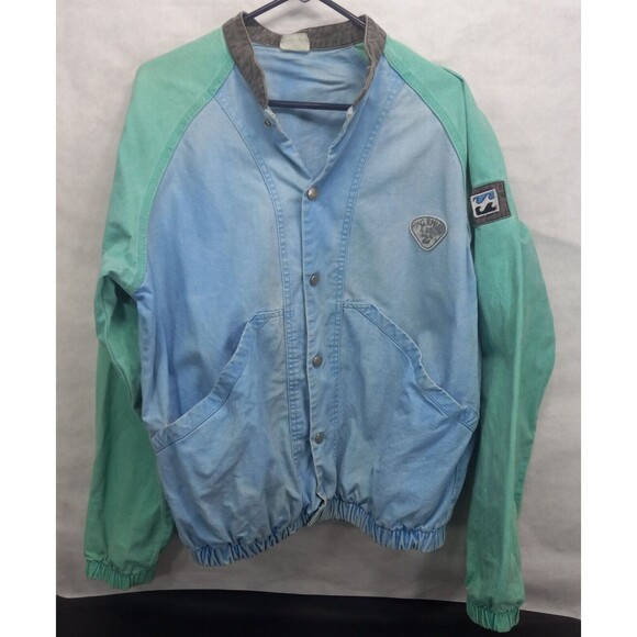 Vintage 80’s Billabong Canvas Jacket Surf Skate Men's Size Large Teal Green Blue